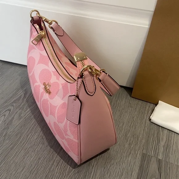 Coach Pink Canvas Shoulder Bag - Picture 6 of 9